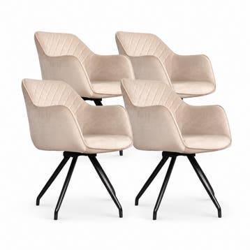 DS4U - Romy eetkamerstoel - Set van 4 - Champagne - Velvet, Huis en Inrichting, Ophalen of Verzenden, Nieuw