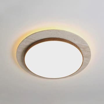 Wabi Sabi Travertin Plafondlamp 40W - Natuursteen & Houtkleu, Huis en Inrichting, Verzenden, Nieuw