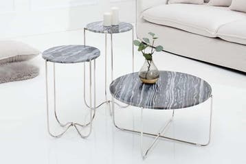 Exclusieve salontafel NOBLE 65cm grijs echt marmer rond, Huis en Inrichting, Tafels | Salontafels, Ophalen of Verzenden, Nieuw