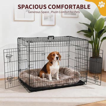 Dubbeldeurs Metalen Hondenkennel 24-48 inch - Inklapbaar met, Dieren en Toebehoren, Hondenbenches, Verzenden, Nieuw