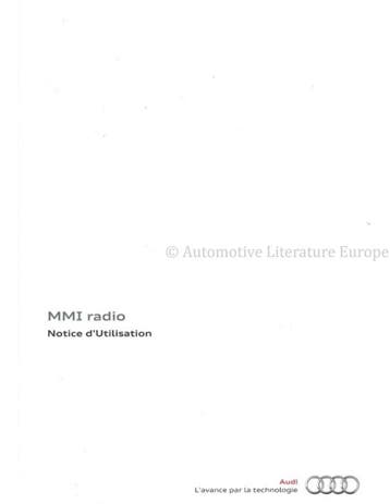2012 AUDI MMI RADIO INSTRUCTIEBOEKJE FRANS