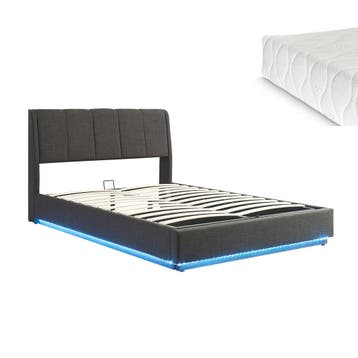 Tweepersoonsbed Tröstiar met matras en LED 140x200 cm zwart, Verzenden, Nieuw