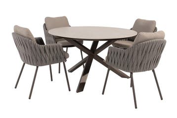 Taste Cannes/Prado 4-persoons ronde dining tuinset Ø130 cm., Tuin en Terras, Verzenden, Nieuw, Rvs, Tuinset
