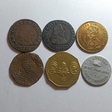 Wereld. Lot of 6 coins/token (Zonder minimumprijs)