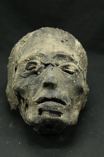 Ambachtelijk vervaardigd mummiehoofd - Memento Mori /, Antiek en Kunst
