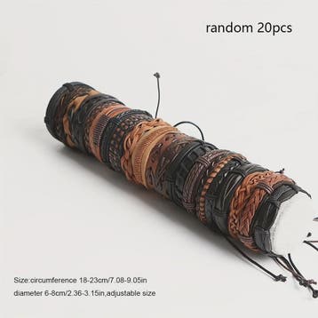 Set van 20 Handgemaakte Leren Armbanden voor Heren & Dames -, Dieren en Toebehoren