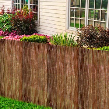 vidaXL Tuinscherm 300x100 cm wilgenhout bruin, Verzenden, Nieuw, Hout, 1 tot 2 meter