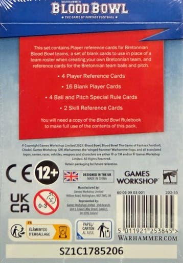 Bretonnian Blood Bowl Team card pack (Warhammer nieuw), Hobby en Vrije tijd, Ophalen of Verzenden, Nieuw