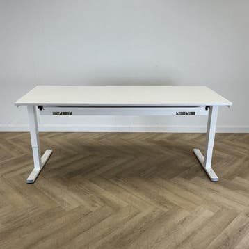 Haworth verstelbaar bureau vv kabelgoot  200x80 cm, wit, Huis en Inrichting, Bureaus, Gebruikt, In hoogte verstelbaar, Ophalen of Verzenden