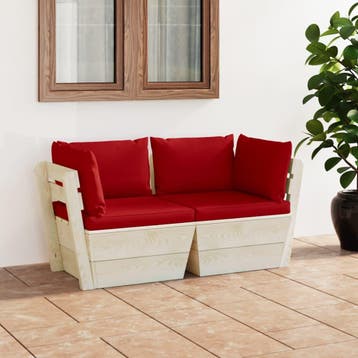 vidaXL Tuinbank 2-zits met kussens pallet vurenhout, Verzenden, Nieuw, Hout