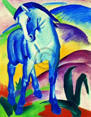 Kunstdruk Franz Marc - Blaues Pferd I 70x90cm, Verzenden, Nieuw