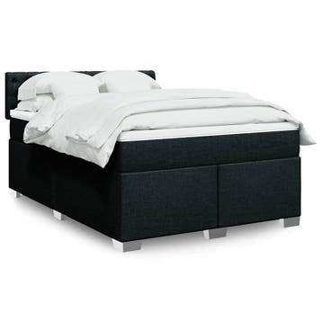 vidaXL Boxspring met matras stof zwart 160x200 cm, Huis en Inrichting, Slaapkamer | Bedden, Verzenden, Zwart, 200 cm, Stof