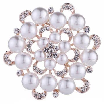 Fako Bijoux - Broche - Bloem - Parel - XL - 50x56mm - Rosé, Verzenden, Nieuw
