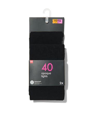 HEMA Kinder panty temptech 40denier - 2 stuks zwart, Verzenden, Nieuw