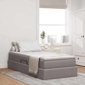 vidaXL Opslag bed met matras met matras Taupe 90 x 190 cm, Huis en Inrichting, Verzenden, Nieuw