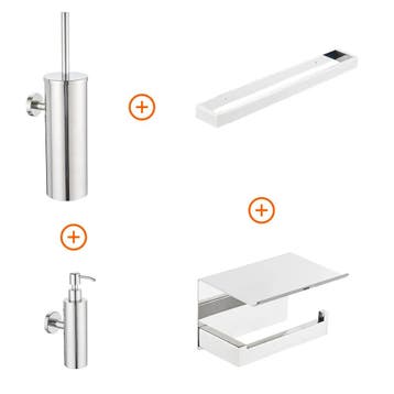 Toilet accessoires set Chroom design met beugel en, Verzenden, Nieuw