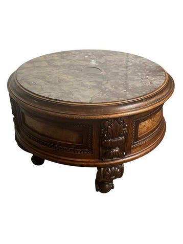 Tafel - Walnoot - French 19th Century Walnut Drum Table -