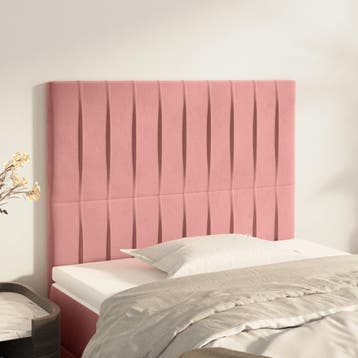 vidaXL Hoofdbord roze 100x5x118/128 cm fluweel, Verzenden, Nieuw, Stof