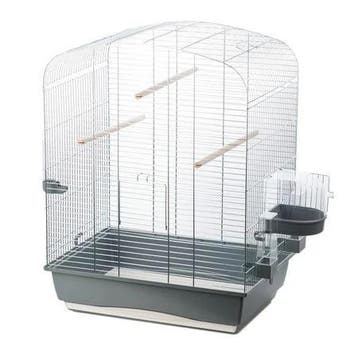 Vogelkooi Elena Grijs/Chroom – Grote Binnenkooi voor Park., Verzenden, Nieuw, Overige materialen, Vogelkooi