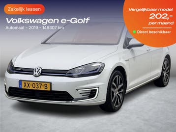 Volkswagen e-Golf | Zakelijk Leasen vanaf 140,- p/mnd, Nieuw, Financial lease, Lease