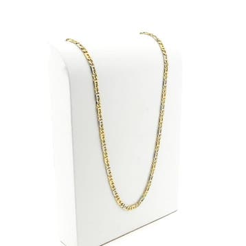 Bicolor gouden marineschakel ketting, Ophalen of Verzenden, Gebruikt, Overige kleuren, Goud