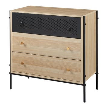 Commode Tysnes dressoir 80x80x40 cm eikenkleurig en zwart [e, Verzenden, Nieuw