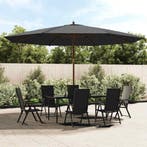 vidaXL Parasol met houten paal 400x273 cm zwart, Tuin en Terras, Verzenden, Nieuw, Meer dan 4 meter