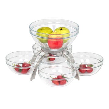 GGM Gastro | Buffetstandaard - RVS - 5-laags - 4x 200x200mm, Verzenden, Nieuw in verpakking, RVS Meubilair
