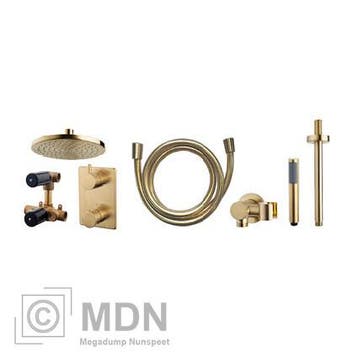 Inbouw regendouche set rond type 401 geborsteld messing (20c, Verzenden, Nieuw