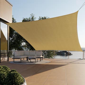 Polyethyleen zonnezeil vierkant beige - 5 x 5 m, Tuin en Terras, Verzenden, Nieuw