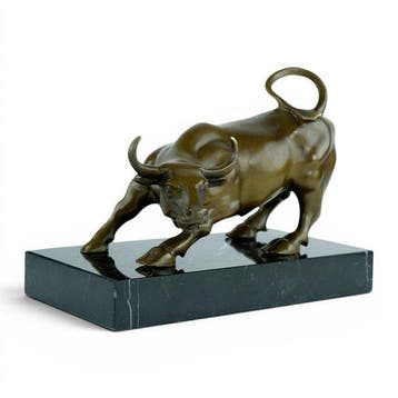 Signed - sculptuur, Charging Bull of Wall Street - 22 cm -, Antiek en Kunst