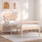 vidaXL Seniorenbed met hoofdbord massief hout 90x200 cm, 90 cm, Eenpersoons, Bruin, Verzenden