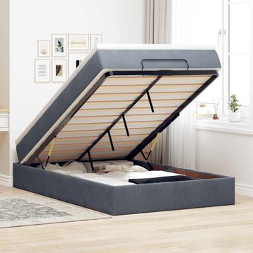 vidaXL Bed poef met matras 120x190 cm fluweel donkergrijs, Verzenden, Nieuw, 190 cm of minder, Twijfelaar