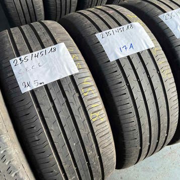 2 x Continental EcoContact 6 235-45-18 Zomerbanden 5mm, 18 inch, Gebruikt, Ophalen of Verzenden, 235 mm
