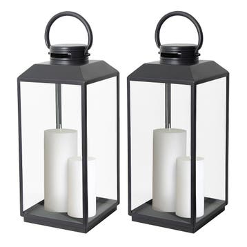 Set van 2 Newport Windlicht Zwart Large Tuinaccessoires, Verzenden, Nieuw
