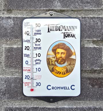 Tiedemanns Tobak CromwellC emaille thermometer, Verzamelen, Merken en Reclamevoorwerpen, Verzenden, Nieuw