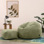 Cloudy Zitzak Corduroy + Poef - Olijf, Huis en Inrichting, Zitzakken, Verzenden, Nieuw