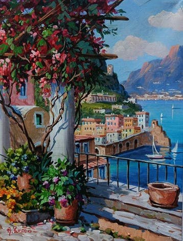 Antonio Russo (XX) - Terrazza di Amalfi (costiera