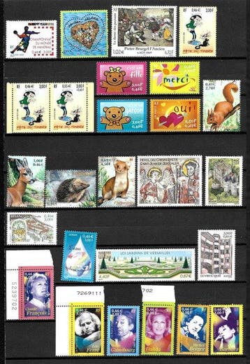 Frankrijk 2001/2010 - Set van ongebruikte postzegels met gum, Gestempeld