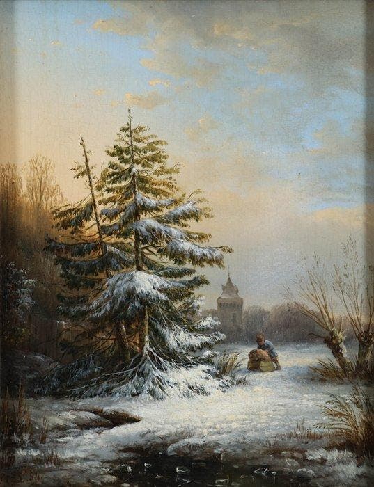 Jacob Jan Coenraad Spohler (1837-1923) - Winterlandschap, Antiek en Kunst, Kunst | Schilderijen | Klassiek