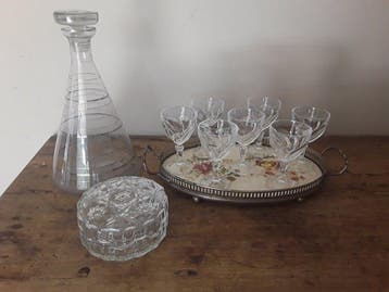 1930 - Drinkset (10) - Glas, Kristal, Emaille - Stijl Val St