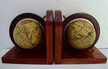 Boekensteunen (2) - Vintage - Hout, Metaal - Italiaans Old