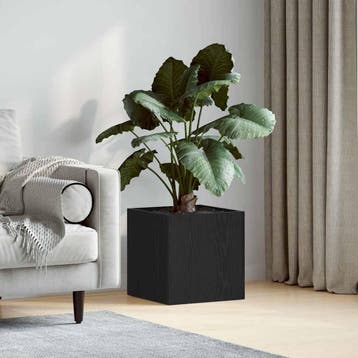vidaXL Bloempot Box Zwart Eiken 40 x 40 x 40 cm Bewerkt hout, Verzenden, Minder dan 60 cm, Nieuw, Hout