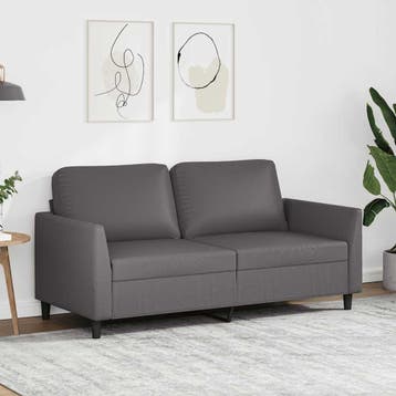 vidaXL Tweezitsbank 140 cm kunstleer grijs, Verzenden, Nieuw, Tweepersoons, Leer