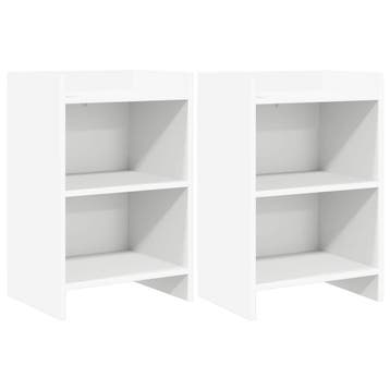 vidaXL Nachtkastjes 2 pcs Wit 40 x 30 x 60 cm Bewerkt hout, Minder dan 45 cm, Verzenden, Nieuw, 55 tot 70 cm