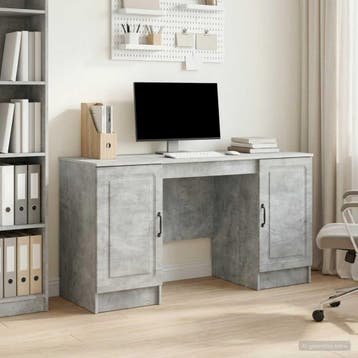vidaXL Bureau Betongrijs 142,5 x 50 x 75 cm Bewerkt hout, Verzenden, Nieuw