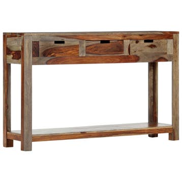 vidaXL Wandtafel met 3 lades 120x30x75 cm massief acaciahout, Verzenden, Nieuw, 60 cm of meer