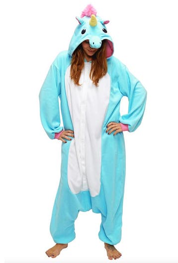 KIMU® Onesie Blauwe Eenhoorn Pak S-M of 158-164 Eenhoornpak, Carnaval, Nieuw, Ophalen of Verzenden, Kleding