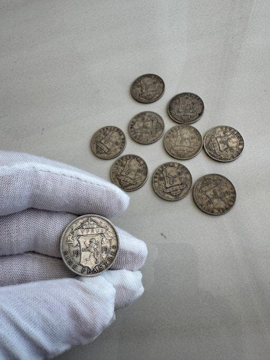 Cyprus. George V. 9 Piastres 1919 (Lot of 10 coins) (Zonder, Postzegels en Munten, Munten | Europa | Niet-Euromunten