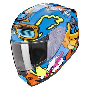 Scorpion EXO-JNR Fun Blauw Oranje Integraalhelm, Integraalhelm, Nieuw met kaartje, Overige merken, Heren